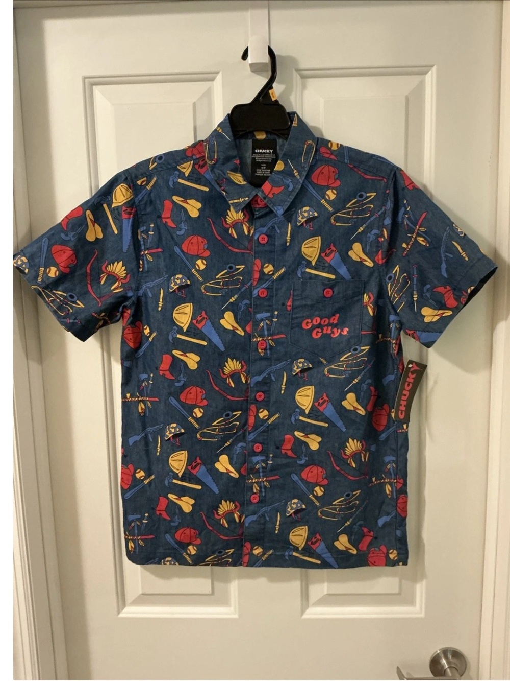 Chucky Child’s Play “Good Guys” Button Shirt All-Over Print Size M NWTs